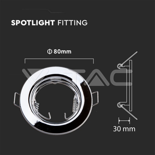 GU10 Housing Round Chrome - 7