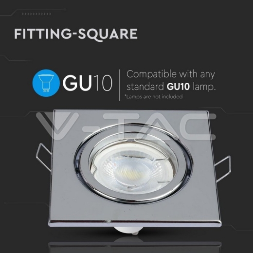 GU10 Housing Square Chrome - 5