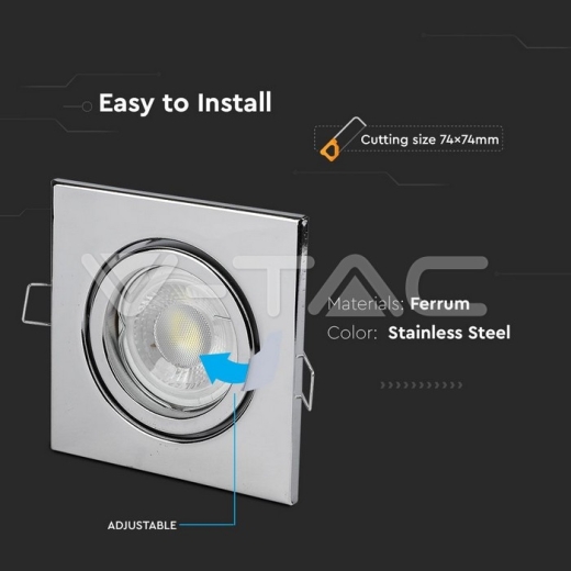 GU10 Housing Square Chrome - 6