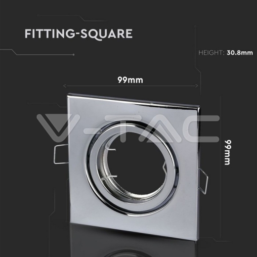 GU10 Housing Square Chrome - 7