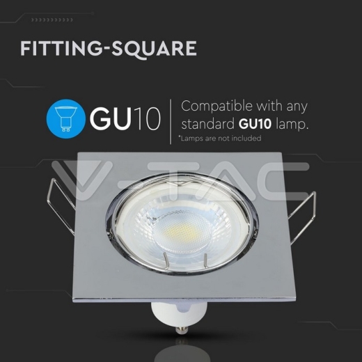 GU10 Housing Square Chrome - 6