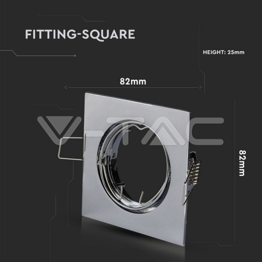 GU10 Housing Square Chrome - 8