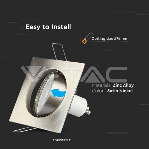 GU10 Housing Square Satin Nickel - 6