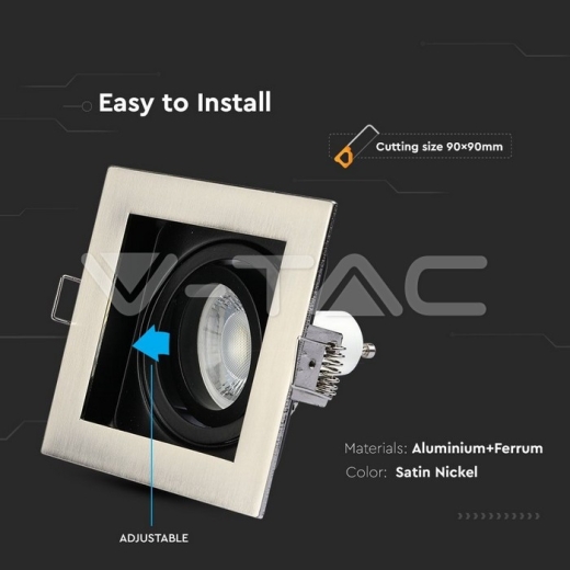 GU10 Housing Square Satin Nickel - 6