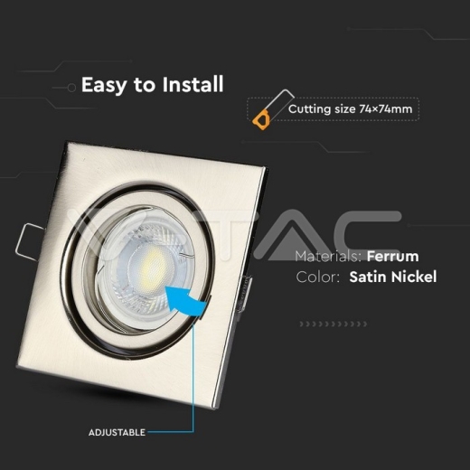 GU10 Soporte Cuadrado Níquel satinado - 6