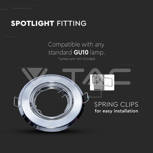 GU10 Spotlight Fitting Round Chome 2pcs/box - 6