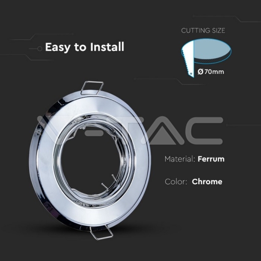 GU10 Spotlight Fitting Round Chome 2pcs/box - 7