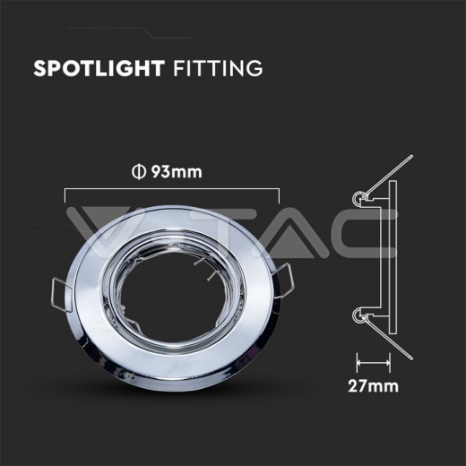 GU10 Spotlight Fitting Round Chome 2pcs/box - 8