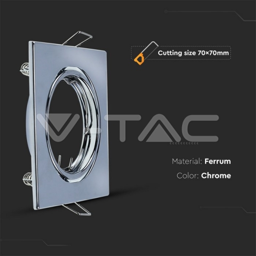 GU10 Spotlight Fitting Square Chome 2pcs/box - 6