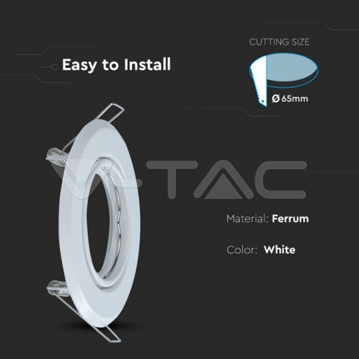 GU10 Round Spotlight Fitting White 2 pcs/box - 7