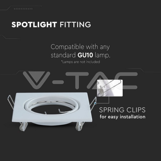 GU10 Spotlight Fitting Square White 2pcs/box - 7