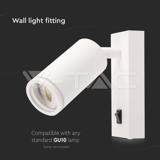 GU10 Spotlight Fitting Wall Mounted Switch White Body - 3