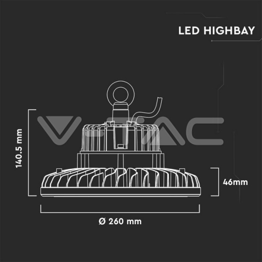 LED Highbay SAMSUNG Chip 100W Black Body 120lm/W 6400K - 6