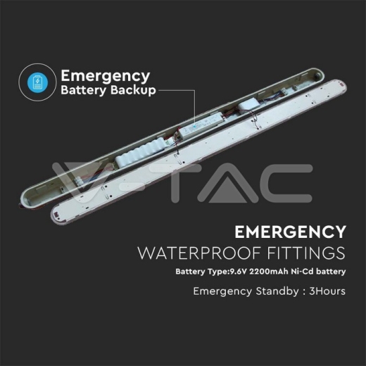 LED Waterproof Fitting M-Series 1200mm 36W 4000K Emergency Kit PC/PC SS Clip 120lm/W - 9