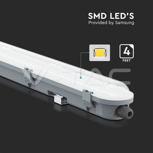 LED Waterproof Fitting M-Series 1200mm 36W 4000K Milky Cover 120lm/W - 2