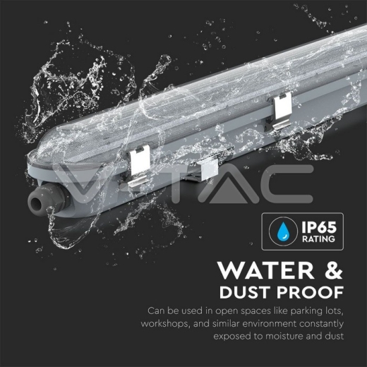 LED Waterproof Fitting M-Series 1200mm 36W 4000K Transparent SS Clip 120 lm/W - 3