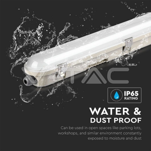 LED Waterproof Fitting M-Series 1500mm 48W 6400K Transparent SS Clip 120 lm/W - 9
