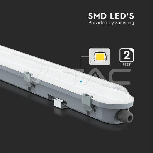 LED Waterproof Fitting M-Series SAMSUNG Chip 60cm 18W 6400K Milky Cover 120lm/W - 2