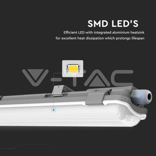 LED Waterproof Lamp Fitting 60cm 1x10W 6400K - 3