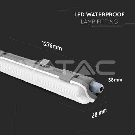 LED Waterproof Lamp Fitting 60cm 1x10W 4000K - 6