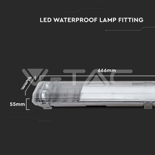 Waterproof Fitting T8 2 x 60cm Metal Hermetic seal IP65 - 6
