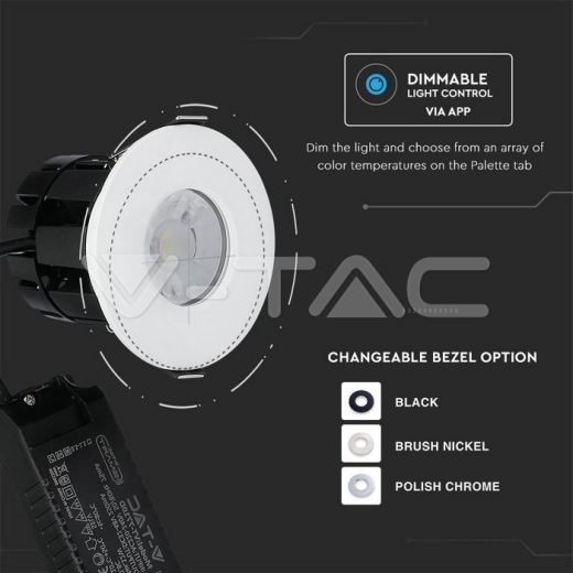 Downlight de LED 10W Bluetooth resistente a fuego dimmable con aros cambiables IP65 - 7