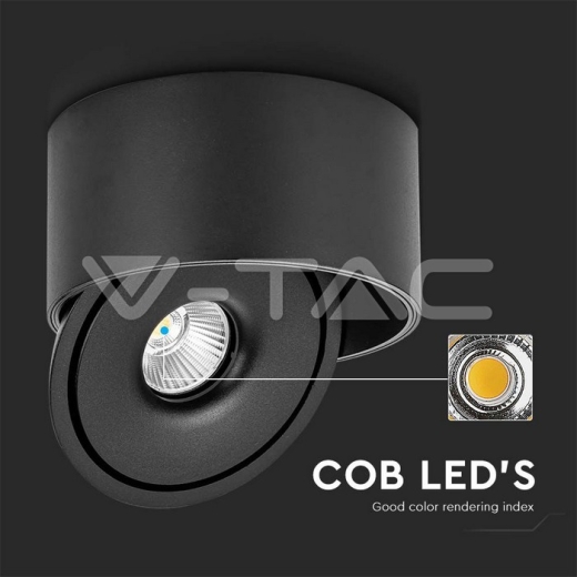 Downlight LED COB de Superficie 20W 3 en 1 Cuerpo Negro - 3