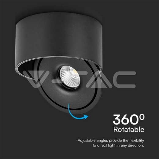 Downlight LED COB de Superficie 20W 3 en 1 Cuerpo Negro - 5