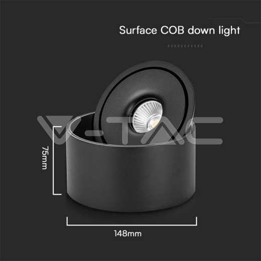 Downlight LED COB de Superficie 28W 3 en 1 Cuerpo Negro - 8