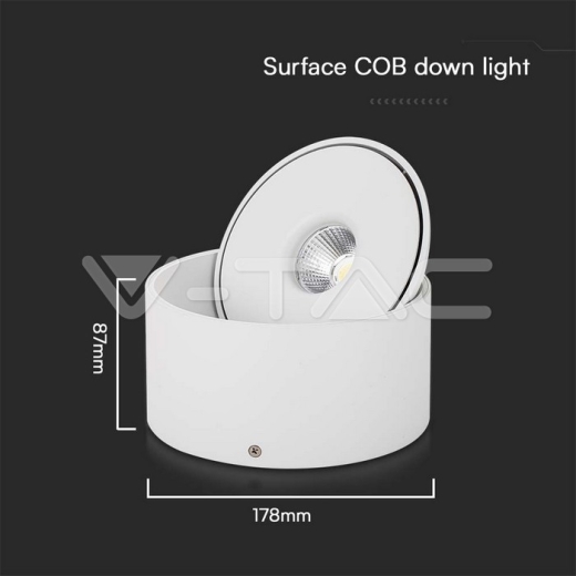 Downlight LED de Superficie COB 28W 3 en 1 Cuerpo Blanco - 7