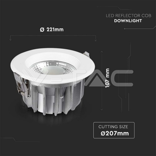30W LED COB Downlight Reflector COB Redondo 6500K - 10