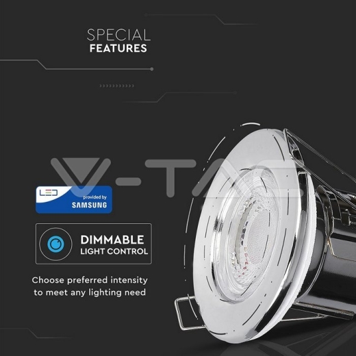 5W LED Fire Rated Downlight SAMSUNG Chip Chrome Dimmable 4000K - 10