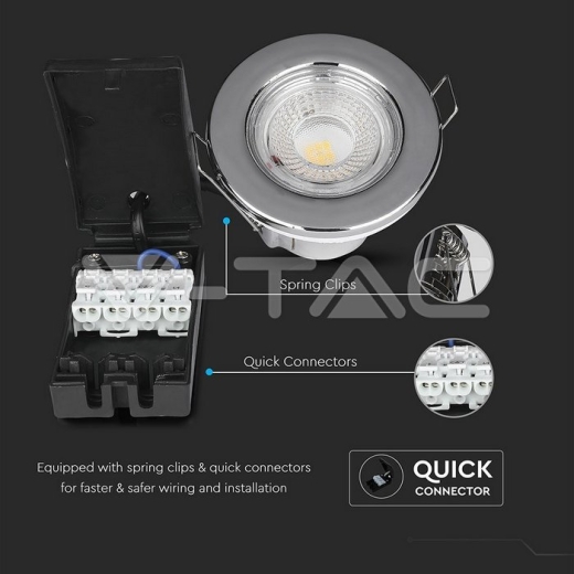 5W LED Fire Rated Downlight SAMSUNG Chip Chrome Dimmable 4000K - 12