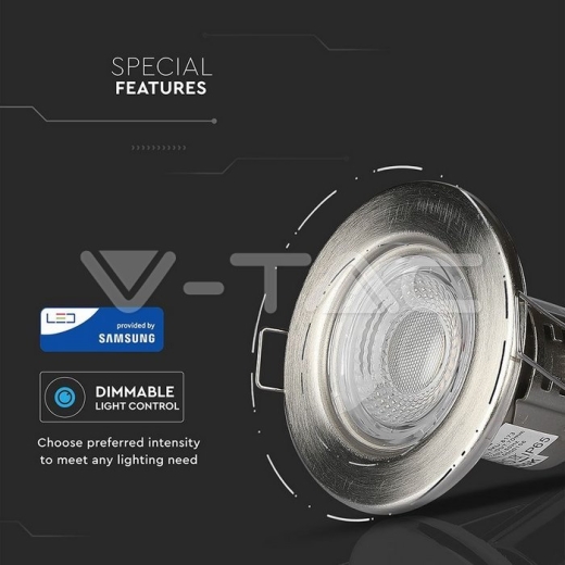 Downlight LED 5W resistente al fuego SAMSUNG Chip Dimmable, níquel, 3000K - 10