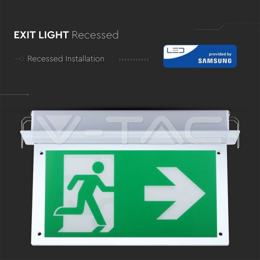 2W LED Recesed Fixed Emergency Exit Light SAMSUNG Chip 6000K - 5