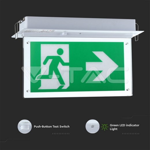 2W LED Recesed Fixed Emergency Exit Light SAMSUNG Chip 6000K - 7