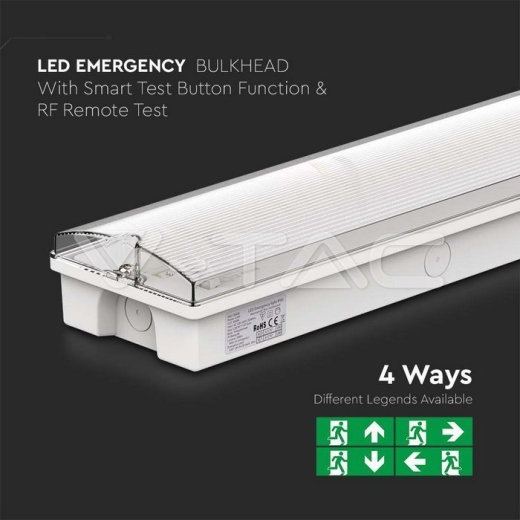 3W LED Emergency Light With Self Test Button & RF Control 6400K - 6