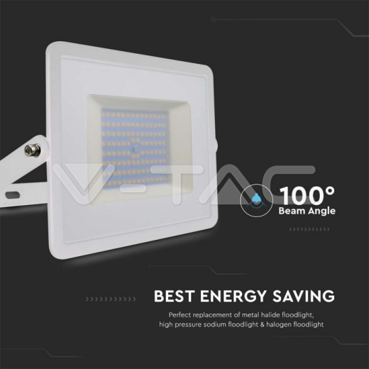 Proyector LED 100W SMD E-Series cuerpo blanco 3000K - 4