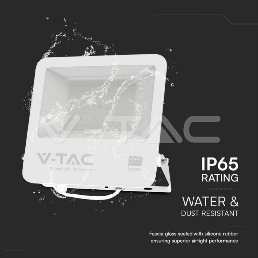 100W LED Floodlight SMD SAMSUNG Chip 1m Wire White Body Grey Frosted Glass 4000K - 5