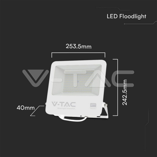 100W LED Floodlight SMD SAMSUNG Chip 1m Wire White Body Grey Frosted Glass 4000K - 7