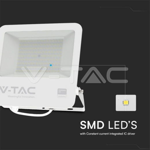 100W LED Floodlight SMD SAMSUNG Chip 1m Wire White Body Grey Frosted Glass 6400K - 2