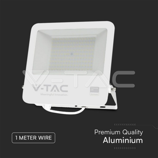 100W LED Floodlight SMD SAMSUNG Chip 1m Wire White Body Grey Frosted Glass 6400K - 6