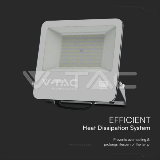 100W LED Floodlight SMD SAMSUNG Chip 1m Wire Black Body Grey Frosted Glass 4000K - 3