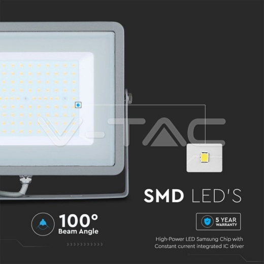 Proyector LED 100W SMD SAMSUNG CHIP Cuerpo Gris 4000K - 7