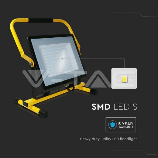 100W LED Floodlight SMD SAMSUNG Chip G2 Black Body 6500K Hand Stand 3m Wire EU Plug - 2