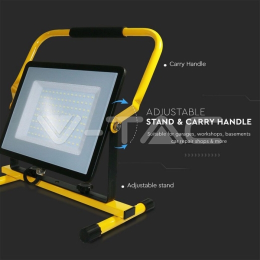 100W LED Floodlight SMD SAMSUNG Chip G2 Black Body 4000K Hand Stand 3m Wire EU Plug - 4