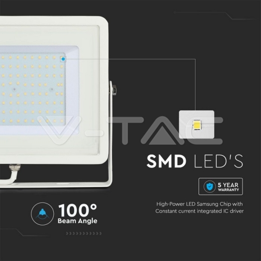 Proyector LED 100W SMD SAMSUNG CHIP Cuerpo Blanco 4000K - 11