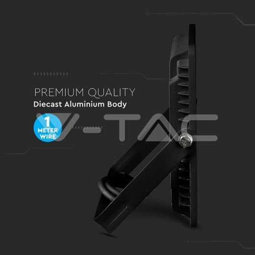 100W LED Floodlight SMD SAMSUNG Chip Slim Black Body 4000K - 10