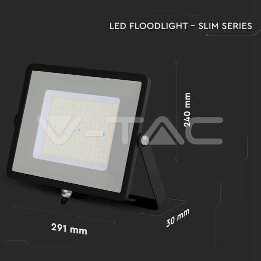 100W LED Floodlight SMD SAMSUNG Chip Slim Black Body 4000K - 12