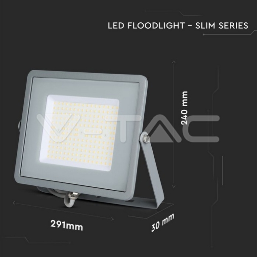 100W LED Floodlight SMD SAMSUNG Chip Slim Grey Body 4000K - 12